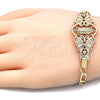 Pulsera Elegante 03.253.0027.1.07 Oro Laminado, Diseño de Guadalupe y Mariposa, con Multicolor Cristal, Pulido, Tono Dorado (05 MM Thickness, 7 Inches Length)