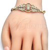 Pulsera Elegante 03.253.0027.1.07 Oro Laminado, Diseño de Guadalupe y Mariposa, con Multicolor Cristal, Pulido, Tono Dorado (05 MM Thickness, 7 Inches Length)