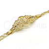 Pulsera Elegante 03.253.0027.1.07 Oro Laminado, Diseño de Guadalupe y Mariposa, con Multicolor Cristal, Pulido, Tono Dorado (05 MM Thickness, 7 Inches Length)
