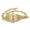 Pulsera Elegante 03.253.0027.1.07 Oro Laminado, Diseño de Guadalupe y Mariposa, con Multicolor Cristal, Pulido, Tono Dorado (05 MM Thickness, 7 Inches Length)