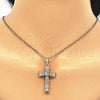 Dije Religioso 05.316.0002 Oro Laminado, Diseño de Cruz y Baguette, con Blanca Zirconia Cubica, Pulido, Tono Dorado