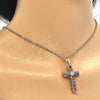 Dije Religioso 05.316.0002.1 Oro Laminado, Diseño de Cruz y Baguette, con Multicolor Zirconia Cubica, Pulido, Tono Dorado