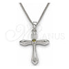 Collares con Dije 04.94.0013.18 Rodio Laminado, Diseño de Cruz, con Zirconia Cubica Peridoto Oscuro, Pulido, Rodinado (Grosor 01 MM, 18 Pulgadas de Largo)