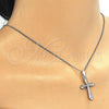Collares con Dije 04.94.0013.1.18 Rodio Laminado, Diseño de Cruz, con Zirconia Cubica Aceituna Claro, Pulido, Rodinado (Grosor 01 MM, 18 Pulgadas de Largo)