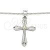 Collares con Dije 04.94.0013.1.18 Rodio Laminado, Diseño de Cruz, con Zirconia Cubica Aceituna Claro, Pulido, Rodinado (Grosor 01 MM, 18 Pulgadas de Largo)