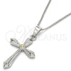 Collares con Dije 04.94.0013.1.18 Rodio Laminado, Diseño de Cruz, con Zirconia Cubica Aceituna Claro, Pulido, Rodinado (Grosor 01 MM, 18 Pulgadas de Largo)