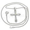 Collares con Dije 04.94.0013.1.18 Rodio Laminado, Diseño de Cruz, con Zirconia Cubica Aceituna Claro, Pulido, Rodinado (Grosor 01 MM, 18 Pulgadas de Largo)
