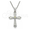 Collares con Dije 04.94.0013.1.18 Rodio Laminado, Diseño de Cruz, con Zirconia Cubica Aceituna Claro, Pulido, Rodinado (Grosor 01 MM, 18 Pulgadas de Largo)