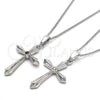Collares con Dije 04.94.0013.1.18 Rodio Laminado, Diseño de Cruz, con Zirconia Cubica Aceituna Claro, Pulido, Rodinado (Grosor 01 MM, 18 Pulgadas de Largo)
