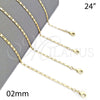Gargantilla Basica 04.213.0031.24 Oro Laminado, Pulido, Tono Dorado (02 MM Thickness, 24 Inches Length)