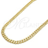 Gargantilla Basica 04.213.0155.24 Oro Laminado, Diseño de Cubana Pave, Pulido, Tono Dorado (06 MM Thickness, 24 Inches Length)