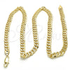 Gargantilla Basica 04.213.0155.24 Oro Laminado, Diseño de Cubana Pave, Pulido, Tono Dorado (Grosor 06 MM, 24 Pulgadas de Largo)