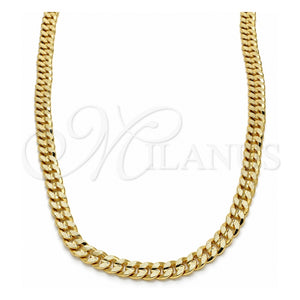 Gargantilla Basica 04.213.0155.24 Oro Laminado, Diseño de Cubana Pave, Pulido, Tono Dorado (Grosor 06 MM, 24 Pulgadas de Largo)