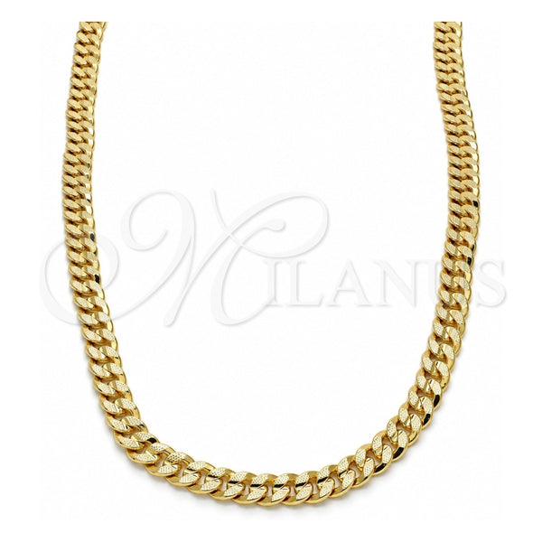 Gargantilla Basica 04.213.0155.24 Oro Laminado, Diseño de Cubana Pave, Pulido, Tono Dorado (Grosor 06 MM, 24 Pulgadas de Largo)