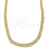 Gargantilla Basica 04.213.0155.24 Oro Laminado, Diseño de Cubana Pave, Pulido, Tono Dorado (06 MM Thickness, 24 Inches Length)