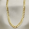 Gargantilla Basica 04.213.0159.24 Oro Laminado, Diseño de Cubana Concava, Pulido, Tono Dorado (07 MM Thickness, 24 Inches Length)