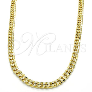 Gargantilla Basica 04.213.0159.24 Oro Laminado, Diseño de Cubana Concava, Pulido, Tono Dorado (07 MM Thickness, 24 Inches Length)