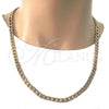 Gargantilla Basica 04.213.0160.24 Oro Laminado, Diseño de Cubana Pave, Pulido, Tono Dorado (07 MM Thickness, 24 Inches Length)