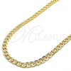 Gargantilla Basica 04.213.0160.24 Oro Laminado, Diseño de Cubana Pave, Pulido, Tono Dorado (07 MM Thickness, 24 Inches Length)