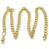 Gargantilla Basica 04.213.0160.24 Oro Laminado, Diseño de Cubana Pave, Pulido, Tono Dorado (07 MM Thickness, 24 Inches Length)