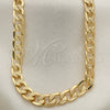Gargantilla Basica 04.213.0160.24 Oro Laminado, Diseño de Cubana Pave, Pulido, Tono Dorado (07 MM Thickness, 24 Inches Length)