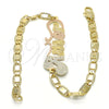 Pulsera Elegante 03.63.1967.1.08 Oro Laminado, Diseño de Con Nombre, Pulido, Tres Tonos (04 MM Thickness, 8 Inches Length)