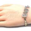 Pulsera Elegante 03.63.1968.1.08 Oro Laminado, Diseño de Con Nombre y Amor, Pulido, Tres Tonos (04 MM Thickness, 8 Inches Length)
