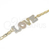 Pulsera Elegante 03.63.1968.1.08 Oro Laminado, Diseño de Con Nombre y Amor, Pulido, Tres Tonos (04 MM Thickness, 8 Inches Length)