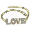 Pulsera Elegante 03.63.1968.1.08 Oro Laminado, Diseño de Con Nombre y Amor, Pulido, Tres Tonos (04 MM Thickness, 8 Inches Length)