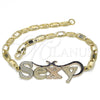 Pulsera Elegante 03.63.1970.1.08 Oro Laminado, Diseño de Con Nombre, Pulido, Tres Tonos (04 MM Thickness, 8 Inches Length)