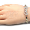 Pulsera Elegante 03.63.1977.1.08 Oro Laminado, Diseño de Con Nombre, Pulido, Tres Tonos (04 MM Thickness, 8 Inches Length)