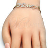 Pulsera Elegante 03.63.1977.1.08 Oro Laminado, Diseño de Con Nombre, Pulido, Tres Tonos (04 MM Thickness, 8 Inches Length)