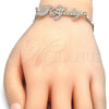 Pulsera Elegante 03.63.1979.1.08 Oro Laminado, Diseño de Con Nombre, Pulido, Tres Tonos (04 MM Thickness, 8 Inches Length)