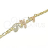 Pulsera Elegante 03.63.1979.1.08 Oro Laminado, Diseño de Con Nombre, Pulido, Tres Tonos (04 MM Thickness, 8 Inches Length)