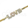 Pulsera Elegante 03.63.1972.1.08 Oro Laminado, Diseño de Con Nombre y Amor, Pulido, Tres Tonos (04 MM Thickness, 8 Inches Length)