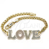 Pulsera Elegante 03.63.1972.1.08 Oro Laminado, Diseño de Con Nombre y Amor, Pulido, Tres Tonos (04 MM Thickness, 8 Inches Length)