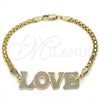 Pulsera Elegante 03.63.1972.1.08 Oro Laminado, Diseño de Con Nombre y Amor, Pulido, Tres Tonos (04 MM Thickness, 8 Inches Length)