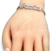 Pulsera Elegante 03.63.1973.1.08 Oro Laminado, Diseño de Con Nombre, Pulido, Tres Tonos (04 MM Thickness, 8 Inches Length)