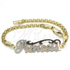 Pulsera Elegante 03.63.1973.1.08 Oro Laminado, Diseño de Con Nombre, Pulido, Tres Tonos (04 MM Thickness, 8 Inches Length)