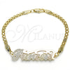 Pulsera Elegante 03.63.1973.1.08 Oro Laminado, Diseño de Con Nombre, Pulido, Tres Tonos (04 MM Thickness, 8 Inches Length)