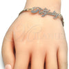 Pulsera Elegante 03.63.1974.1.08 Oro Laminado, Diseño de Con Nombre, Pulido, Tres Tonos (04 MM Thickness, 8 Inches Length)
