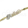 Pulsera Elegante 03.63.1978.1.08 Oro Laminado, Diseño de Con Nombre, Pulido, Tres Tonos (04 MM Thickness, 8 Inches Length)