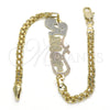 Pulsera Elegante 03.63.1978.1.08 Oro Laminado, Diseño de Con Nombre, Pulido, Tres Tonos (04 MM Thickness, 8 Inches Length)