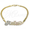 Pulsera Elegante 03.63.1978.1.08 Oro Laminado, Diseño de Con Nombre, Pulido, Tres Tonos (04 MM Thickness, 8 Inches Length)