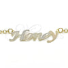 Collares con Dije 04.63.1385.1.18 Oro Laminado, Diseño de Con Nombre, Pulido, Tres Tonos (03 MM Thickness, 18 Inches Length)