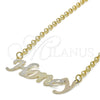 Collares con Dije 04.63.1385.1.18 Oro Laminado, Diseño de Con Nombre, Pulido, Tres Tonos (03 MM Thickness, 18 Inches Length)
