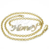 Collares con Dije 04.63.1385.1.18 Oro Laminado, Diseño de Con Nombre, Pulido, Tres Tonos (03 MM Thickness, 18 Inches Length)