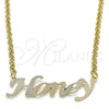Collares con Dije 04.63.1385.1.18 Oro Laminado, Diseño de Con Nombre, Pulido, Tres Tonos (03 MM Thickness, 18 Inches Length)