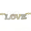 Collares con Dije 04.63.1386.1.18 Oro Laminado, Diseño de Con Nombre y Amor, Pulido, Tres Tonos (03 MM Thickness, 18 Inches Length)