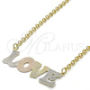 Collares con Dije 04.63.1386.1.18 Oro Laminado, Diseño de Con Nombre y Amor, Pulido, Tres Tonos (03 MM Thickness, 18 Inches Length)